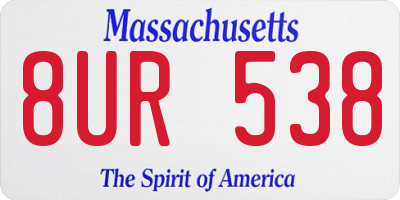 MA license plate 8UR538
