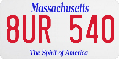 MA license plate 8UR540
