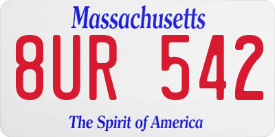 MA license plate 8UR542
