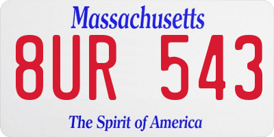 MA license plate 8UR543