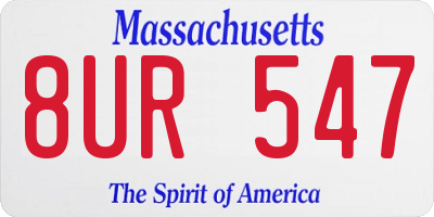MA license plate 8UR547