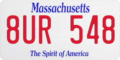 MA license plate 8UR548