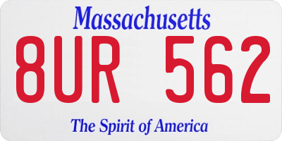 MA license plate 8UR562