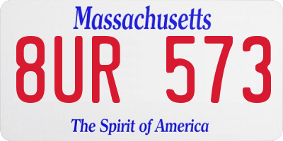 MA license plate 8UR573