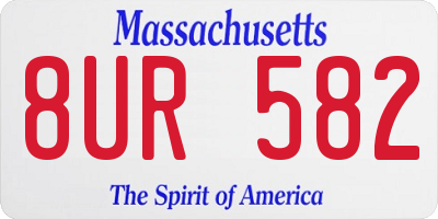 MA license plate 8UR582