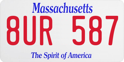 MA license plate 8UR587