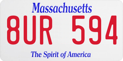 MA license plate 8UR594