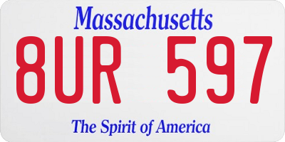 MA license plate 8UR597