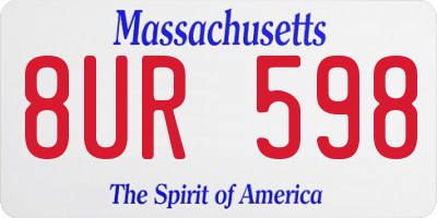 MA license plate 8UR598