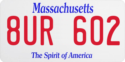 MA license plate 8UR602