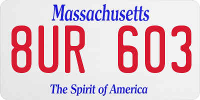 MA license plate 8UR603
