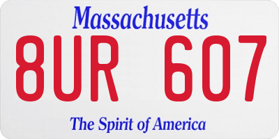 MA license plate 8UR607