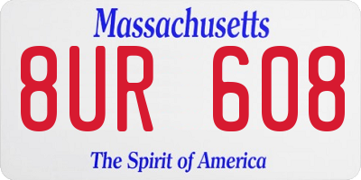 MA license plate 8UR608