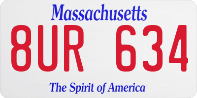 MA license plate 8UR634