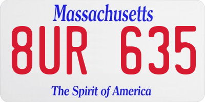 MA license plate 8UR635