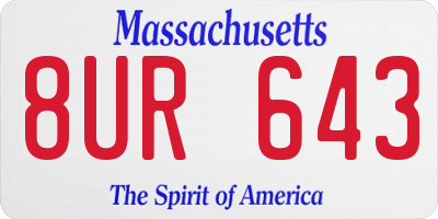 MA license plate 8UR643
