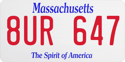MA license plate 8UR647