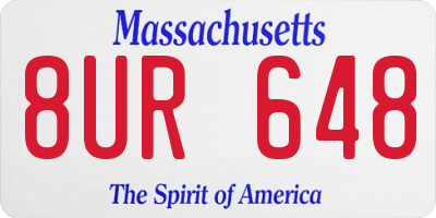 MA license plate 8UR648