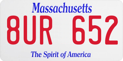 MA license plate 8UR652