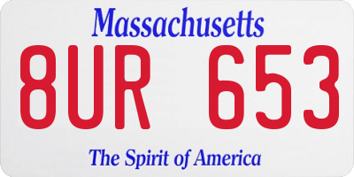 MA license plate 8UR653