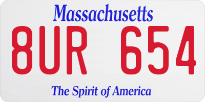 MA license plate 8UR654
