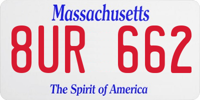 MA license plate 8UR662