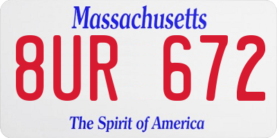 MA license plate 8UR672