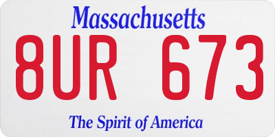 MA license plate 8UR673