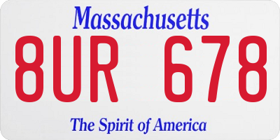 MA license plate 8UR678