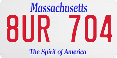 MA license plate 8UR704