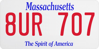 MA license plate 8UR707
