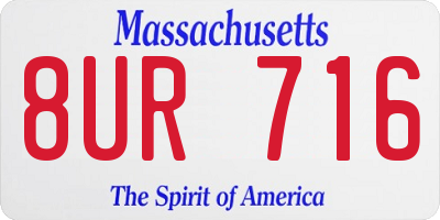 MA license plate 8UR716
