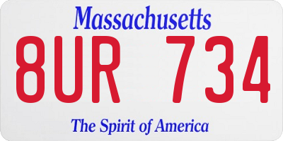 MA license plate 8UR734