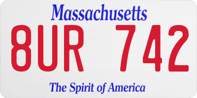 MA license plate 8UR742