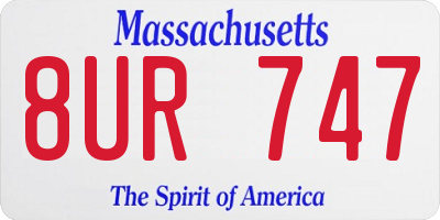 MA license plate 8UR747