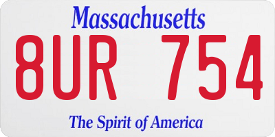 MA license plate 8UR754