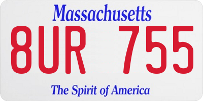 MA license plate 8UR755