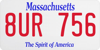 MA license plate 8UR756