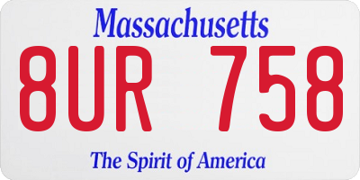 MA license plate 8UR758