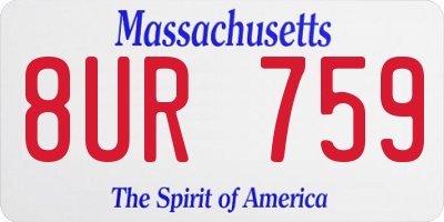 MA license plate 8UR759