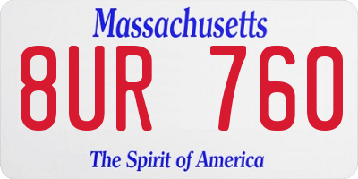 MA license plate 8UR760
