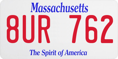 MA license plate 8UR762