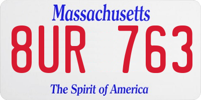MA license plate 8UR763