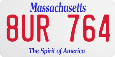 MA license plate 8UR764