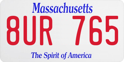 MA license plate 8UR765