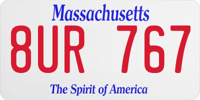 MA license plate 8UR767
