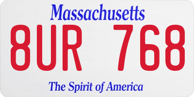 MA license plate 8UR768