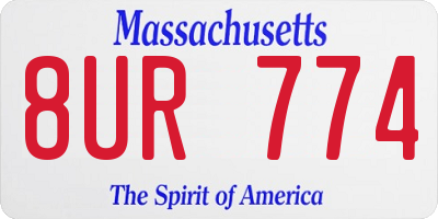 MA license plate 8UR774
