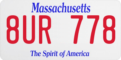 MA license plate 8UR778