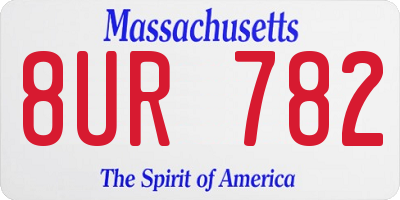MA license plate 8UR782
